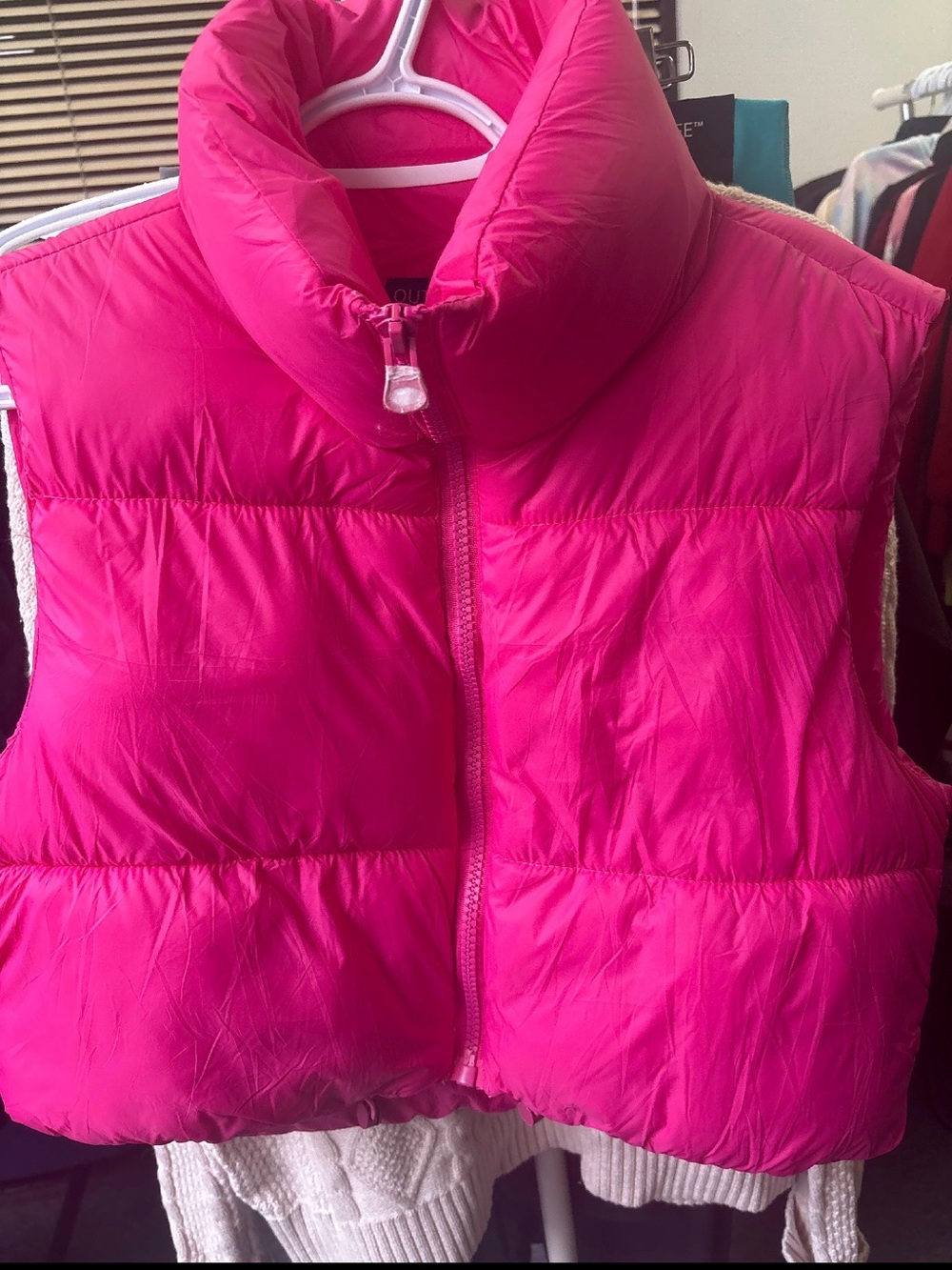 Puffy Vest Jacket - Hot Pink